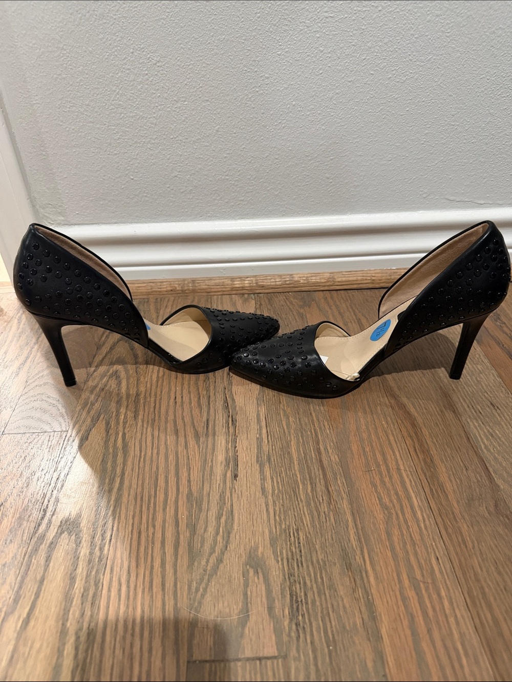 French Connection Black Studded Pointed-Toe D'Orsay Pumps - Picture 5 of 5